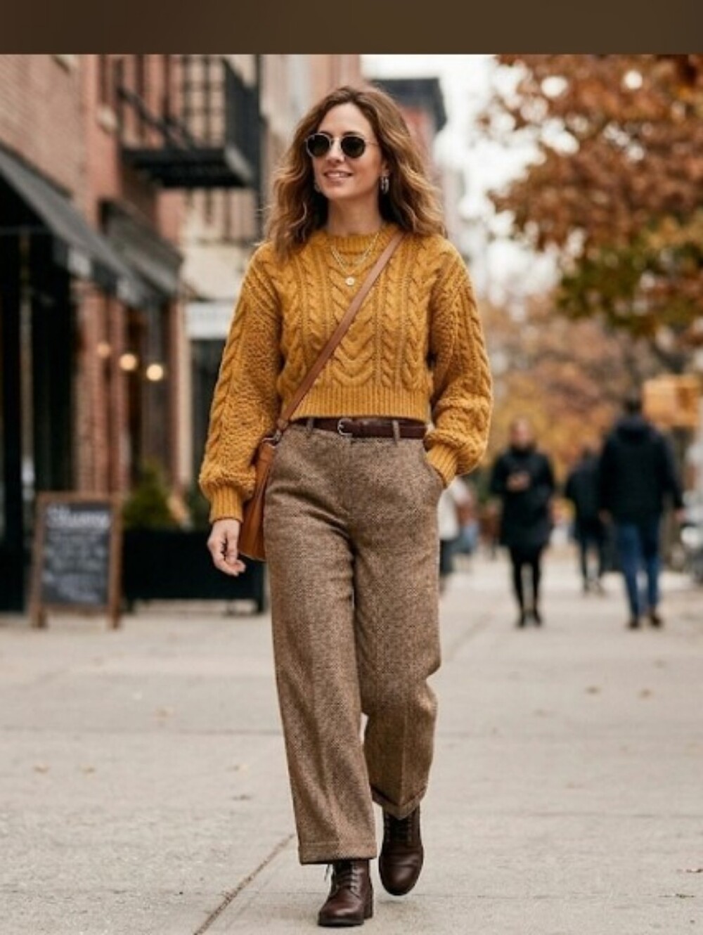 Cropped cable knit crewneck sweater L gold MUDD
